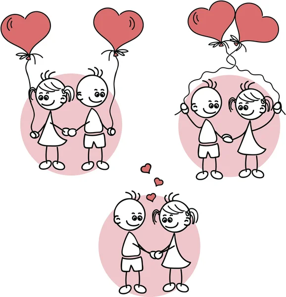 Couple in love, a child's drawing — Stock Vector