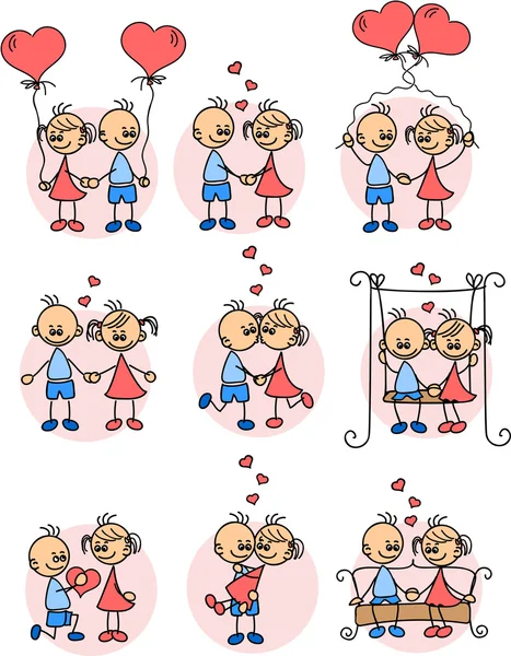 Couple in love, a child's drawing — Stock Vector