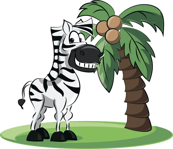 Palm ile karikatür zebra — Stok Vektör