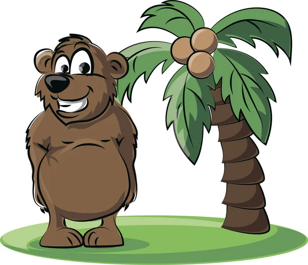 Karikatür ayı palm ile — Stok Vektör