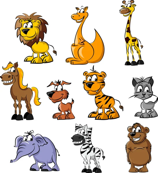 Juego de animales de dibujos animados — Vector de stock