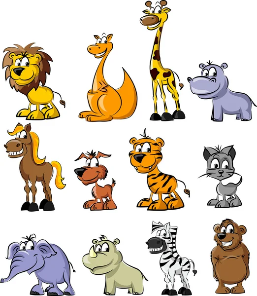 Set of cartoon animals Stock Vector