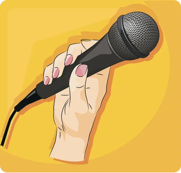 Main de femme avec microphone Illustrations De Stock Libres De Droits