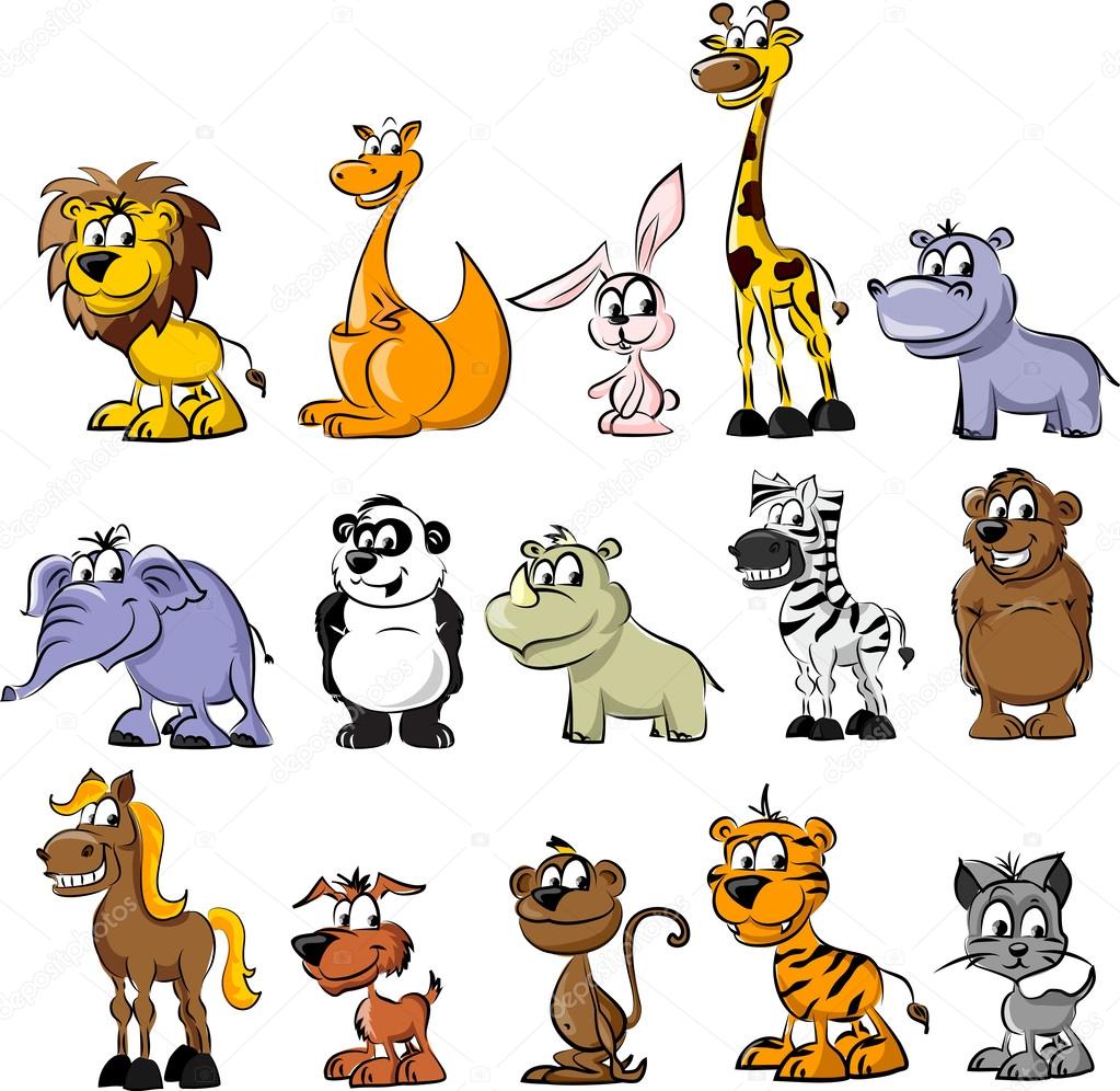 Set of wild and domestic animals