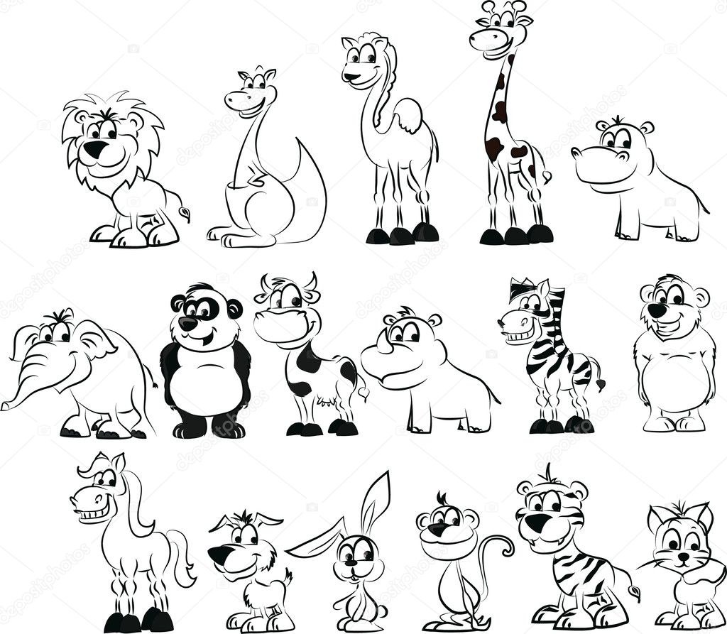 Set of coloring animals