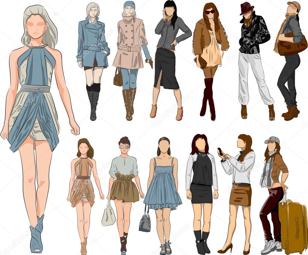 Vector sketch fashion women