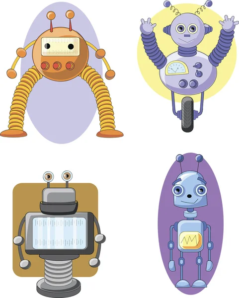 Set of cartoon robots — Stock Vector