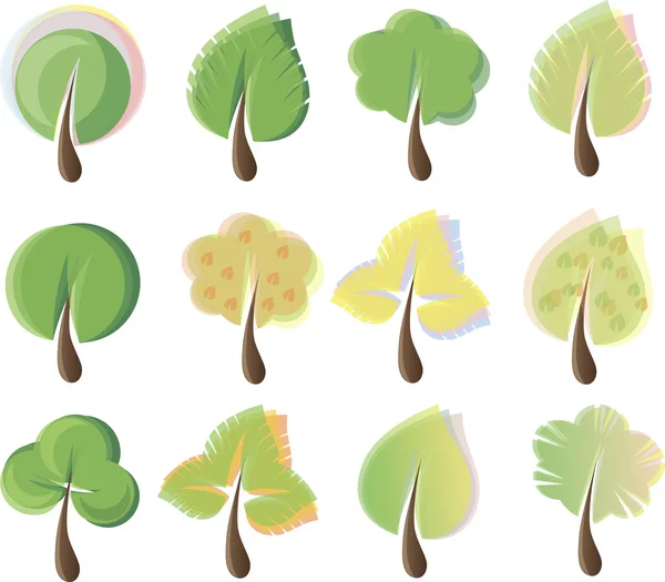 Set cartoon bomen — Stockvector