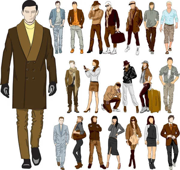 Set of fashion people — Stock Vector