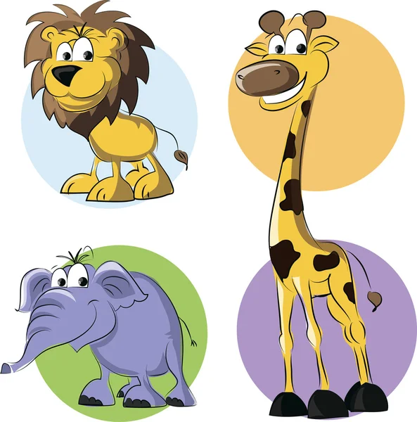 Set of cartoon animals — Stock Vector