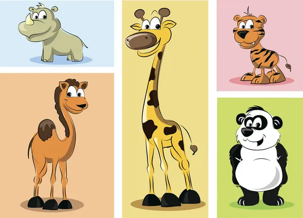 Set of cartoon animals — Stock Vector