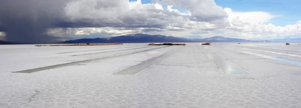 萨利纳斯重点在阿根廷安第斯山脉上的盐沙漠 — 图库照片