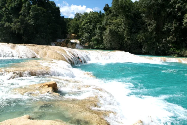 Az Agua Azul-vízesés — Stock Fotó