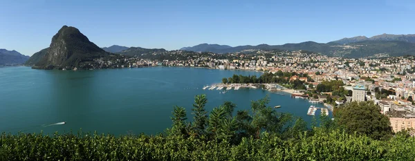 Jezioro i zatokę Lugano z san salvatore — Zdjęcie stockowe