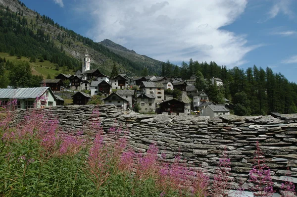 Dorp van bosco gurin op maggia vallei — Stockfoto