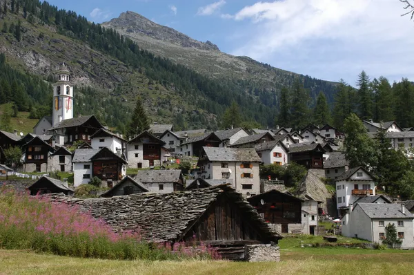 Villaggio di Bosco Gurin sulla valle di Maggia — Foto Stock