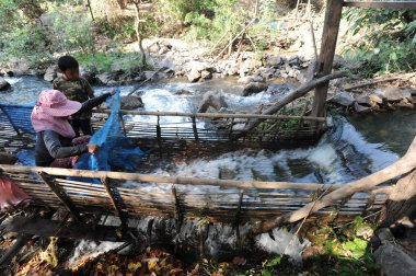 Balıkçılar, don khon, laos adada mekong Nehri