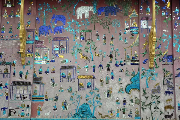 Мозаїкою мистецтво на буддійський храм — стокове фото