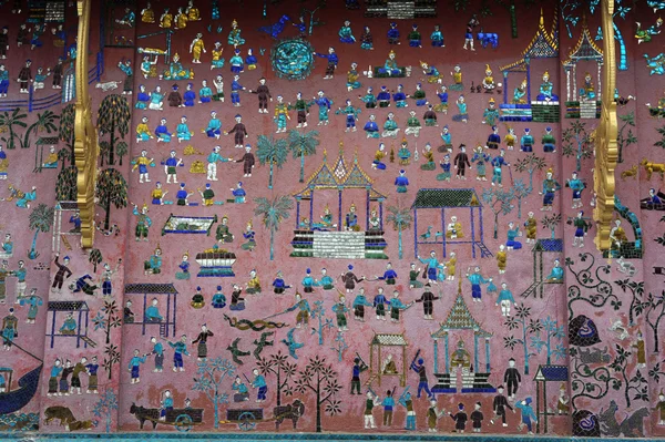 马赛克艺术上的佛教寺庙 — 图库照片