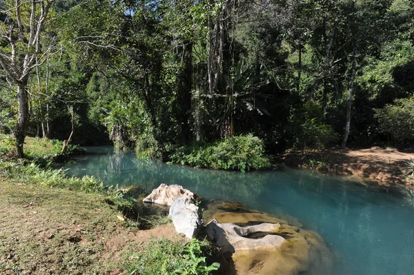 Landscape by the river at Pukham on Laos — Stock Photo, Image