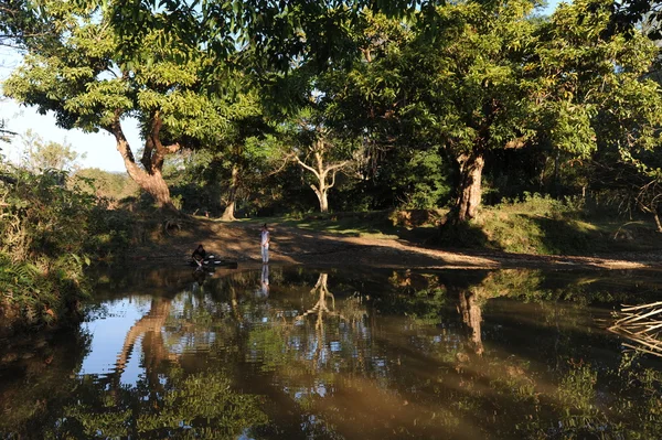 Paesaggio rurale vicino a Vang Vieng sul Laos — Foto Stock