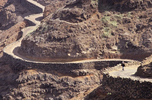 Mountains and villages in Cape verde island of Sao Antao — Stock Photo, Image