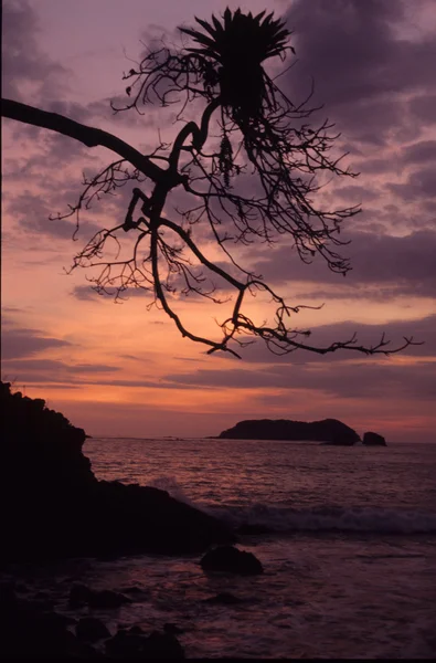 Puesta de sol en la playa en Manuel Antonio, Costa Rica — Foto de Stock