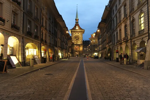 Alley to clock tower at Bern on Switzerland — Stock Photo, Image