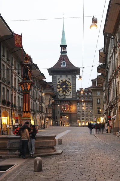 Alley to clock tower at Bern on Switzerland — Stock Photo, Image