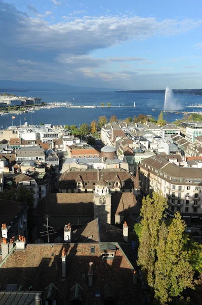 Jenewa dan danau Leman di Swiss — Stok Foto