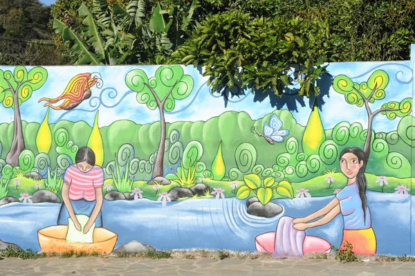 Mural sobre una casa en Ataco en El Salvador — Foto de Stock