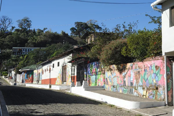 Mural em uma casa no Ataco em El Salvador — Fotografia de Stock