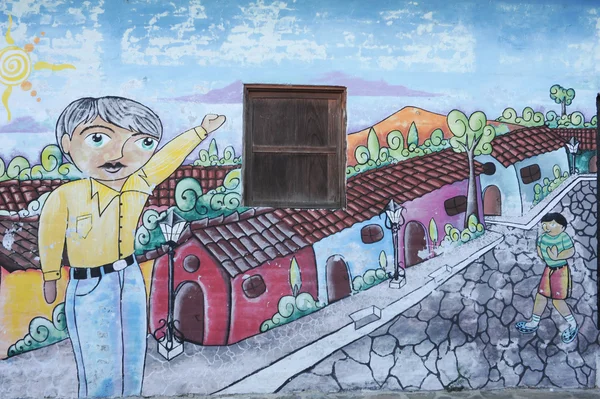 Mural sobre una casa en Ataco en El Salvador — Foto de Stock