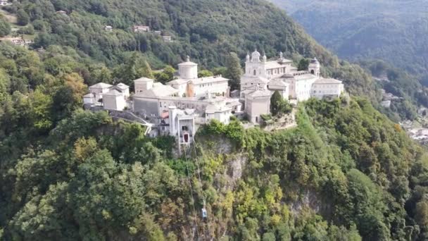 Drone Uitzicht Heilige Berg Varallo Italië — Stockvideo