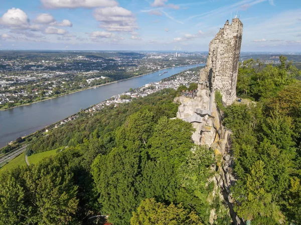 Drohnenblick Auf Ruine Drachenfels Über Königswinter — Stockfoto