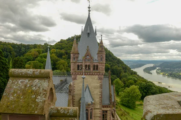 Θέα Στο Κάστρο Drachenburg Πάνω Από Koenigswinter Στη Γερμανία — Φωτογραφία Αρχείου