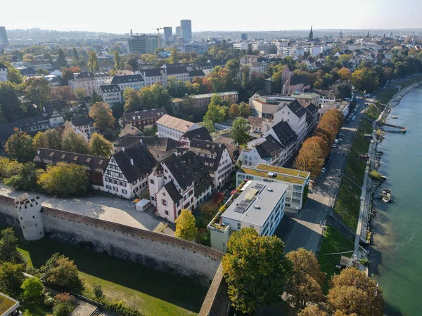 Vista Drone Centro Antigo Basileia Suíça Suíça — Fotografia de Stock