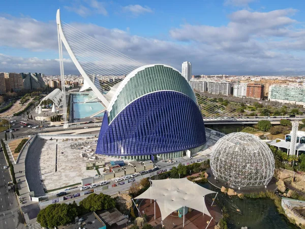 Drone View City Arts Sciences Architect Santiago Calatrava Valencia Spain — Stockfoto