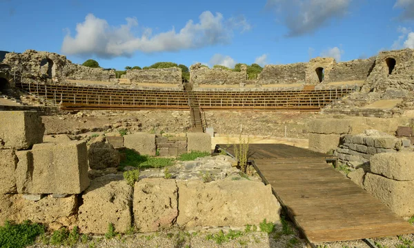 Θέα Στο Ρωμαϊκό Θέατρο Του Baelo Claudia Στο Bolonia Της — Φωτογραφία Αρχείου