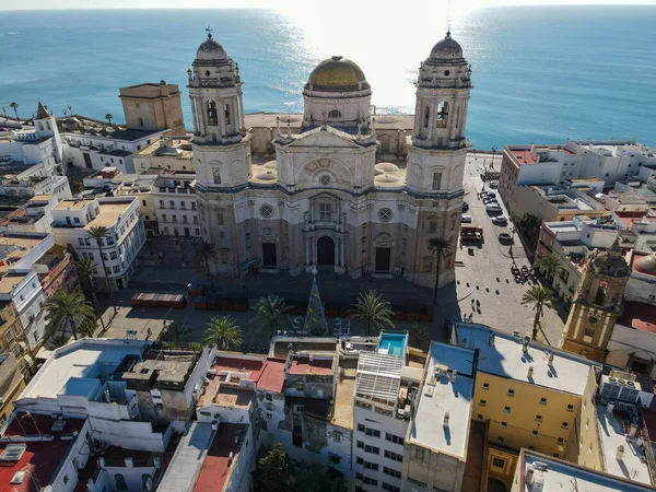 Drone Uitzicht Kathedraal Van Cadiz Spanje — Stockfoto