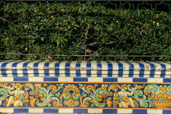 Decorated Park Bench Cadiz Spain — Stock Photo, Image
