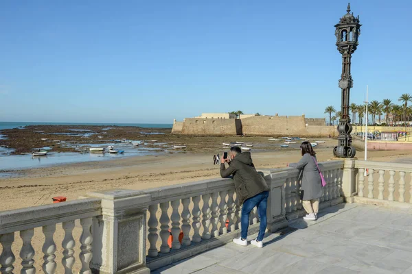 Cadiz Spain January 2021 View Caleta Beach Cadiz Spain — Stock Photo, Image