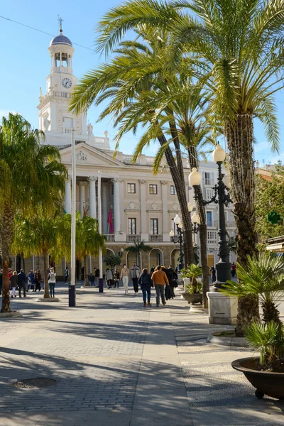 Cadiz Spanyolország 2021 Január Kilátás Spanyolországi Andalúziában Található Cadiz Városházára — Stock Fotó