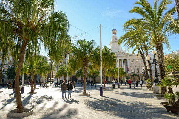 Cadiz Spanyolország 2021 Január Kilátás Spanyolországi Andalúziában Található Cadiz Városházára — Stock Fotó