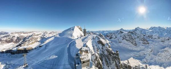 Drone Vista Sul Monte Titlis Sopra Engelberg Sulle Alpi Svizzere — Foto Stock