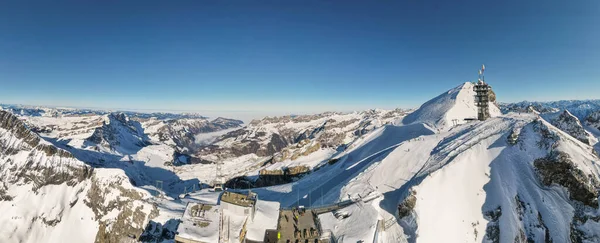 Vista Del Dron Monte Titlis Sobre Engelberg Los Alpes Suizos — Foto de Stock