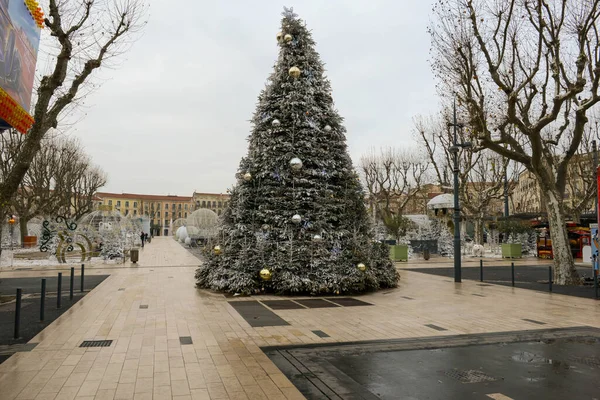 Béziers France Décembre 2021 Décorations Noël Sur Place Centrale Béziers — Photo