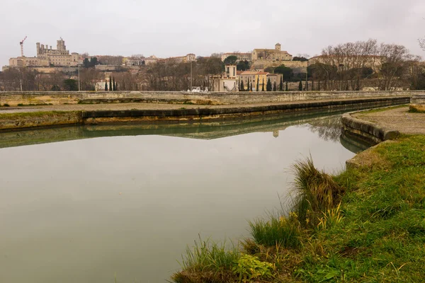 Canal Híd Folyó Felett Orb Beziers Franciaország — Stock Fotó