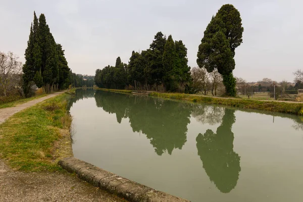 Ponte Canal Sobre Rio Orbe Beziers França — Fotografia de Stock