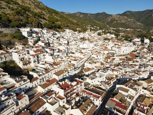 西班牙安达卢西亚Mijas村的Drone视图 — 图库照片